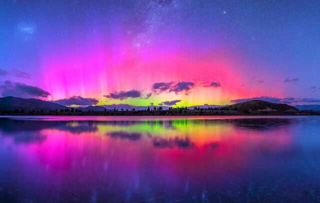 Colorful Aurora lights over Australia, Norway, USA